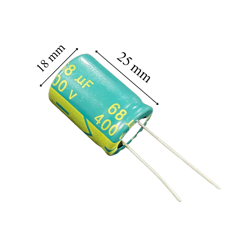 Tụ lọc nguồn 68uf  400v  tụ máy lạnh tụ điều hoà tụ mạch điện (18x25mm)