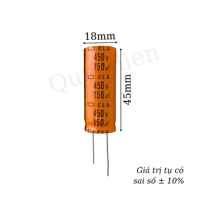 Tụ Lọc Nguồn 150uf 450V DC mới màu cam 18x45mm