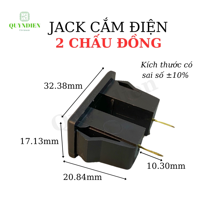 Ổ Cắm 2 Lỗ 2 Chấu Đồng Dùng Để Thiết Kế Ổ Cắm Chuyên Dụng Màu Đen