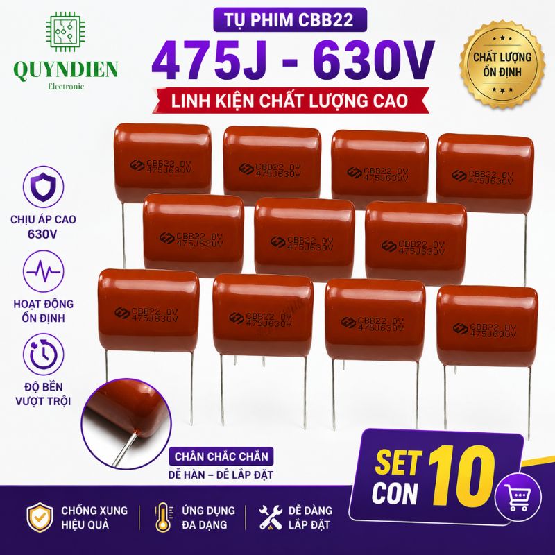 Tụ Kẹo Nâu Đỏ CBB22 475J 630V