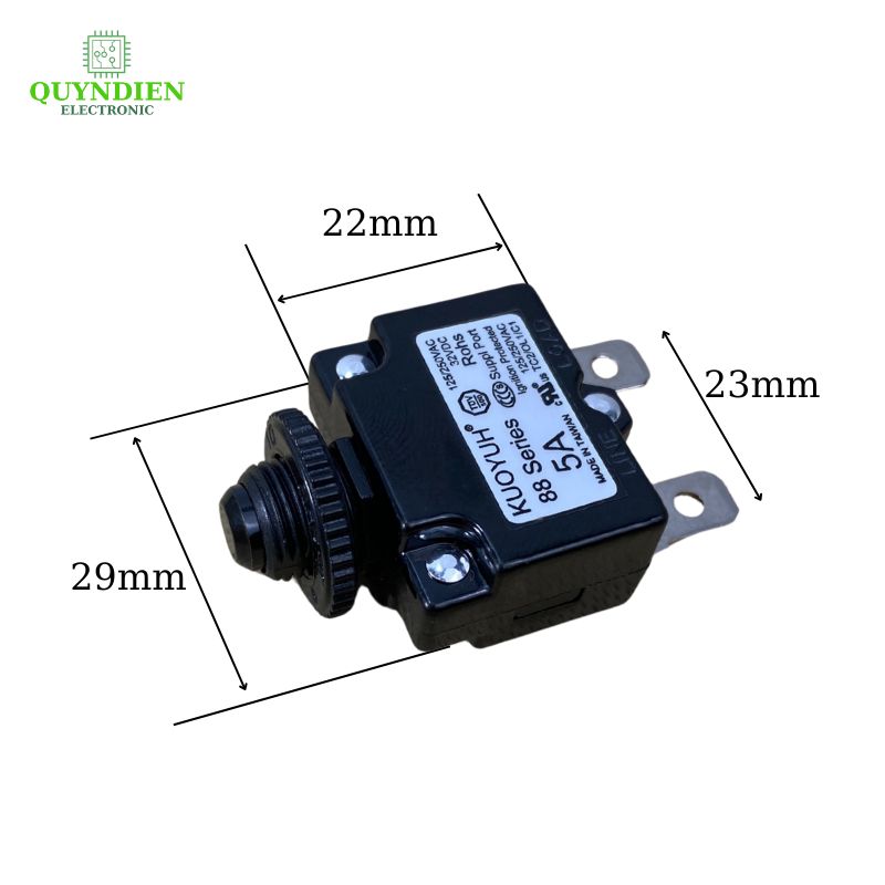 Cầu Chì Tự Động Ngắt Kuoyuh 5A 125/250VAC Size 22x29mm