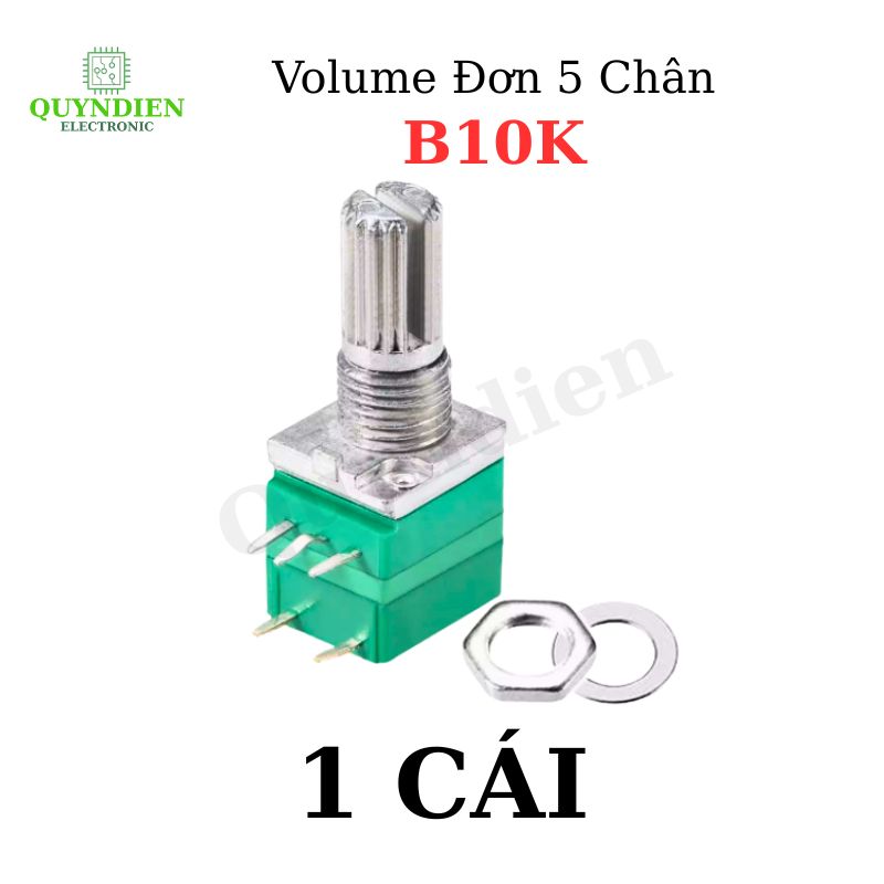 Chiết áp Volume Xanh Đơn B10K 5 Chân – Linh Kiện Quỳnh Diễn