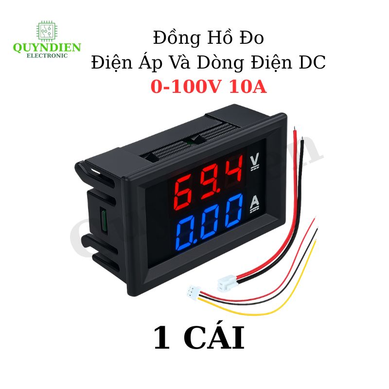 Đồng Hồ Đo Điện Áp Và Dòng Điện DC Hiển Thị Kép 0-100V 10A