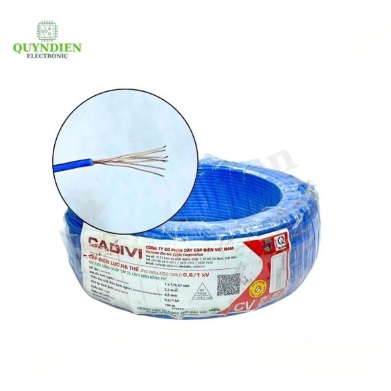 Dây Điện Cadivi Dây Đơn Lõi 7 Sợi CV2.5 - Cuộn 100 Mét