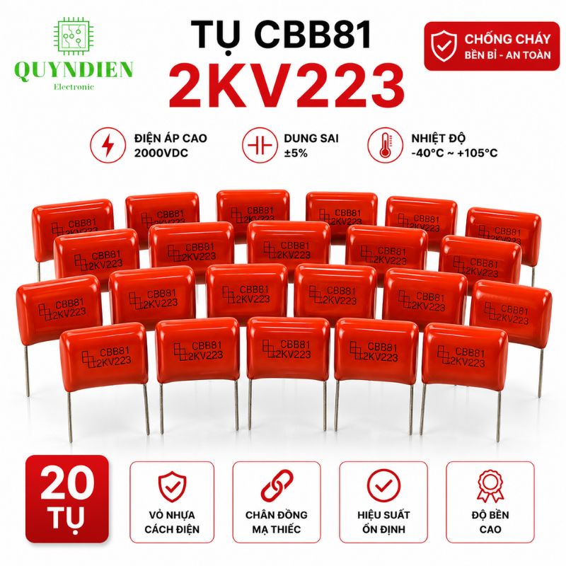 Tụ Kẹo Nâu Đỏ CBB81 2KV223