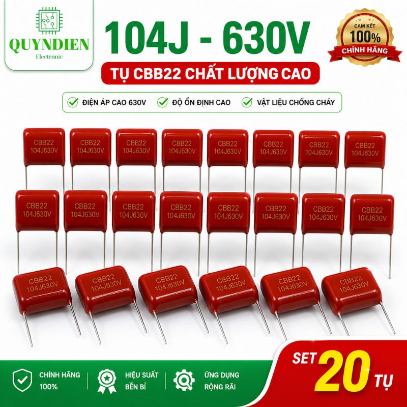 Tụ Kẹo Nâu Đỏ CBB21 104J 630V