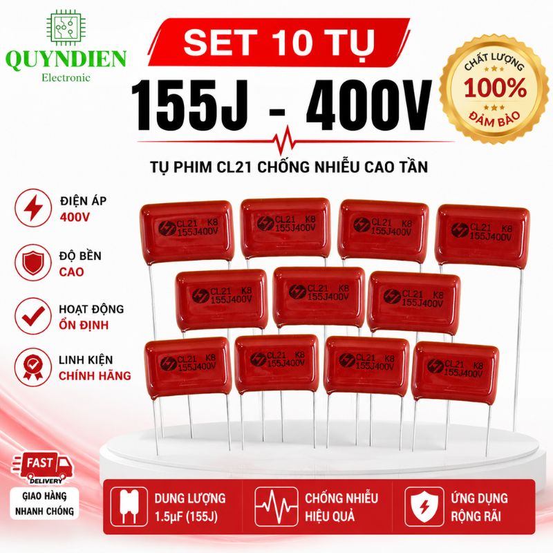 Tụ Kẹo Nâu Đỏ CL21 155J 400V