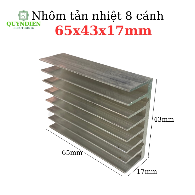 Nhôm Tản Nhiệt 8 Cánh 65x43x17mm Tản Nhiệt Mạch Điện Tử