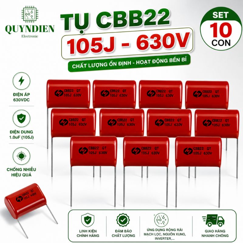 Tụ Kẹo Nâu Đỏ CBB22 105J-630V