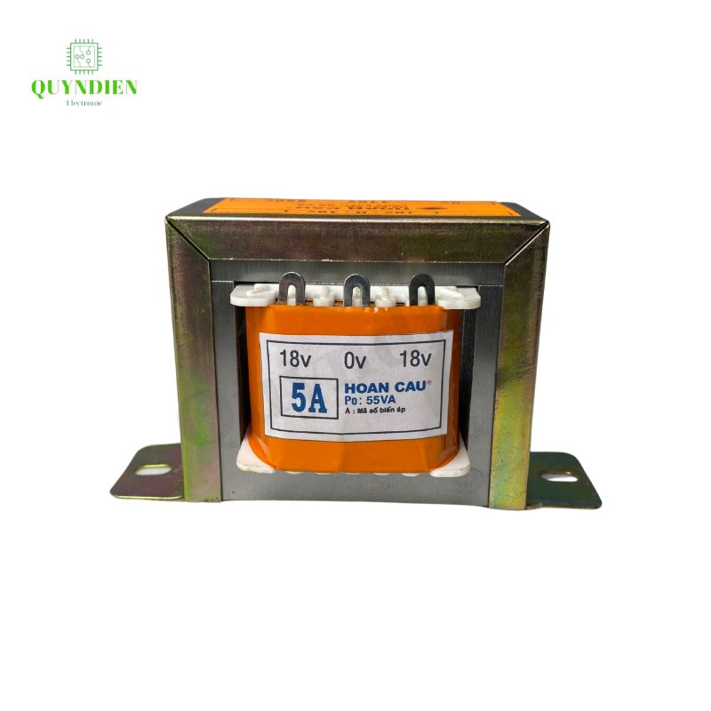 Biến áp 18V 5A dây đồng siêu bền (Hoàn Cầu) - Dây ra (18V-0V-18V)