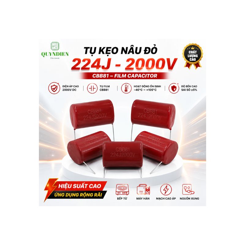 Tụ Kẹo Nâu Đỏ CBB81 224J 2000V