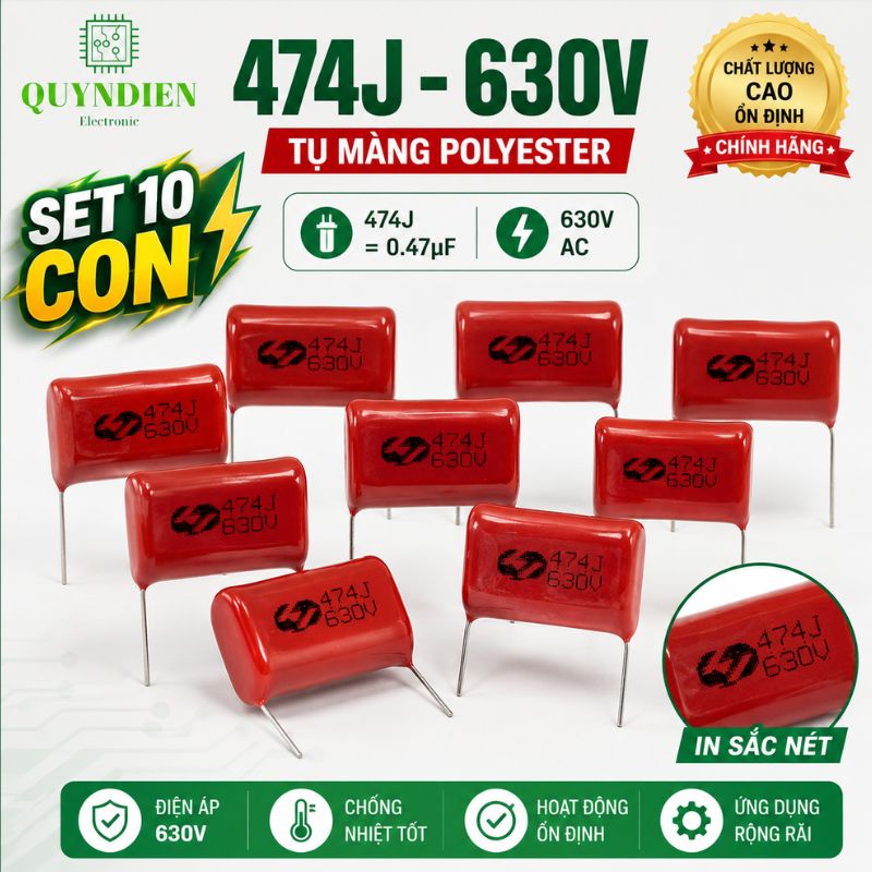 Tụ Kẹo Nâu Đỏ CBB22 474J 630V