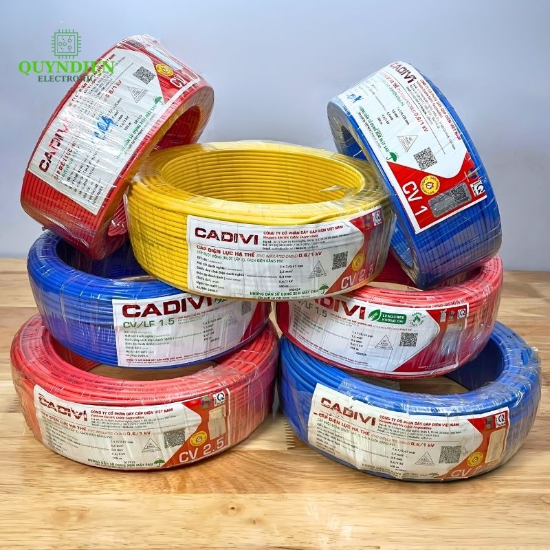 Dây Điện Cadivi 1.5 – Dây Đơn Lõi 7 Sợi CV1.5 – Dây Cáp Điện, Dây Tiếp Địa, Dây Chống Sét (CUỘN 1 MÉT)