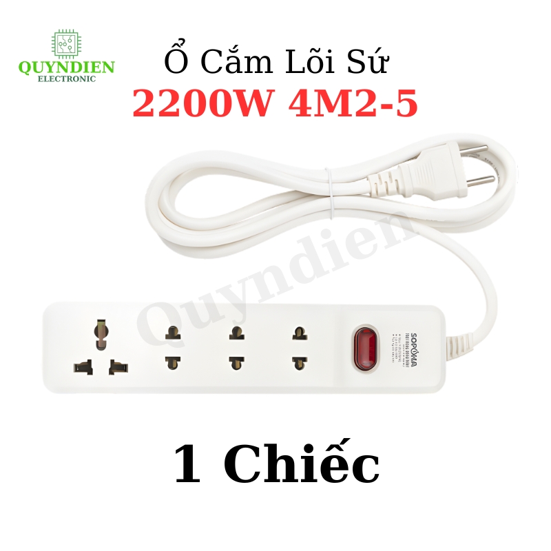 Ổ Cắm Lõi Sứ Chống Cháy 2200W 4M2-5 Vỏ Nhựa ABS Chống Vỡ