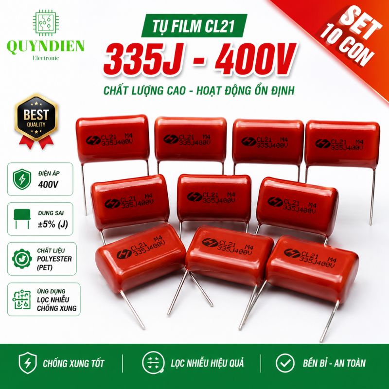 Tụ Kẹo Nâu Đỏ CL21 335J 400V