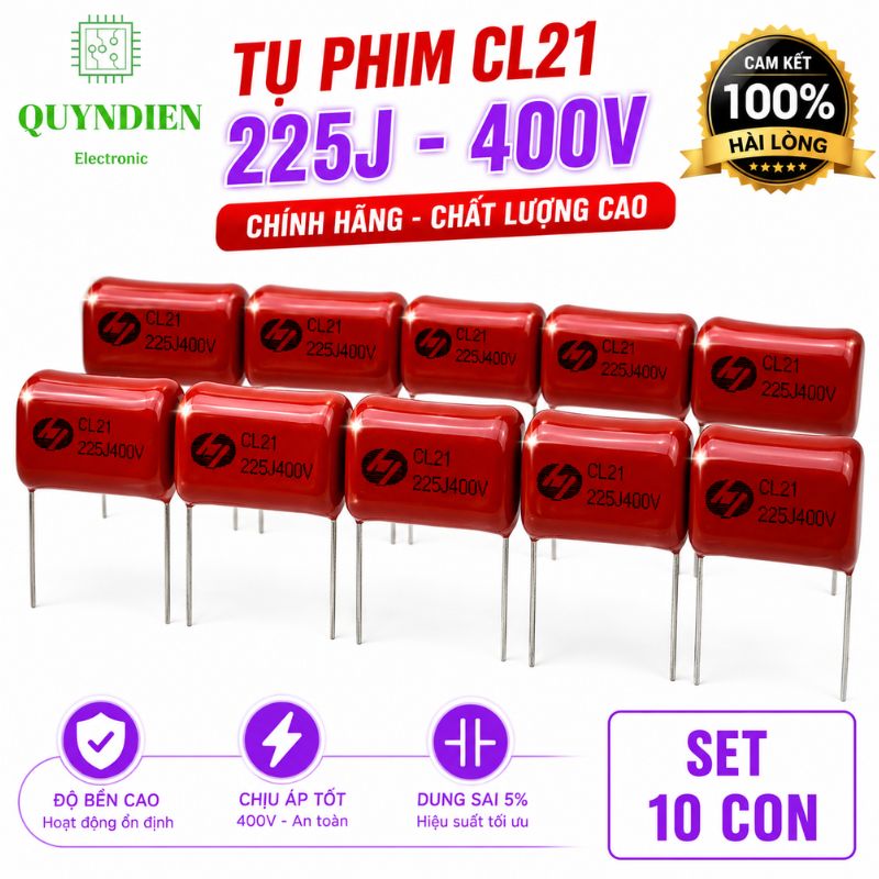 Tụ Kẹo Nâu Đỏ CL21 225J 400V
