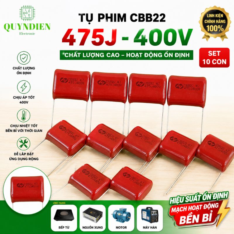 Tụ Kẹo nâu đỏ CBB22 475J-400V