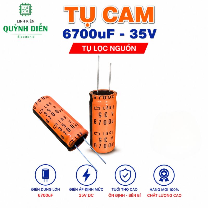 Tụ lộc nguồn LBG 6700uF 35V màu CAM chân mềm (18x40mm)
