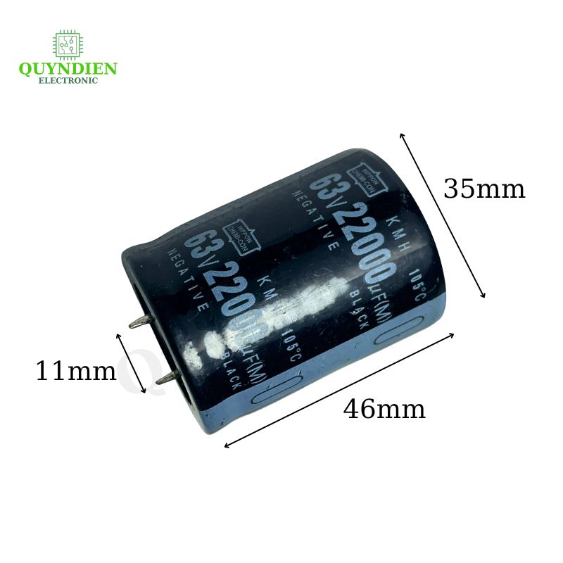 Tụ Lọc Nguồn Đen 22000uF 63V – Kích Thước 46mmx35mm