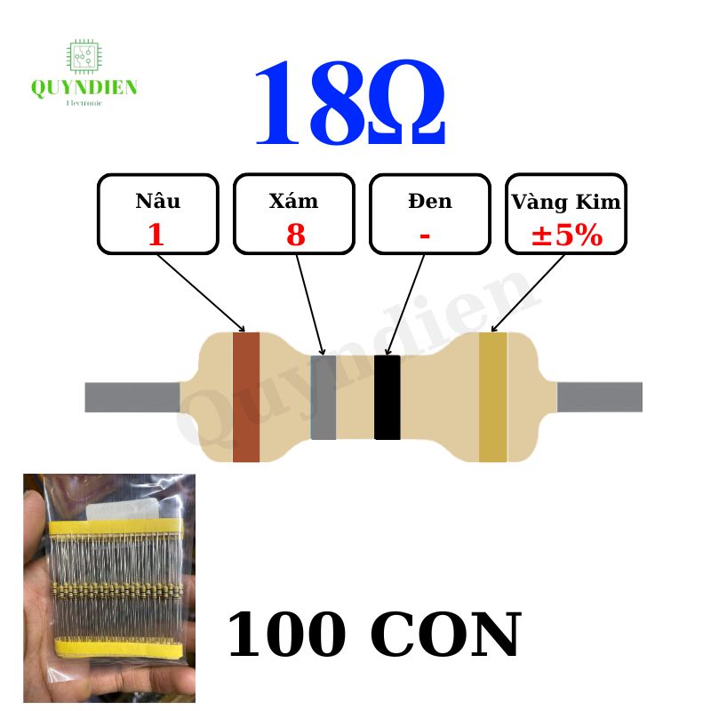 Điện trở Đài Loan 1/4W - 18R