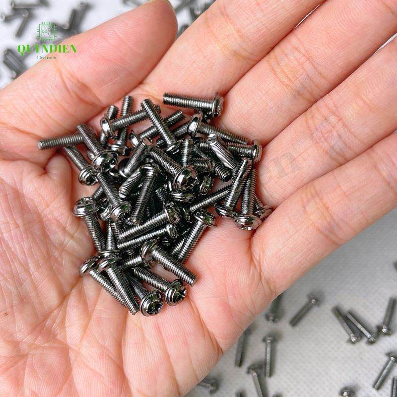 Ốc vít ren mịn M3x12mm đầu long đền dài 12mm - Túi 100 Con