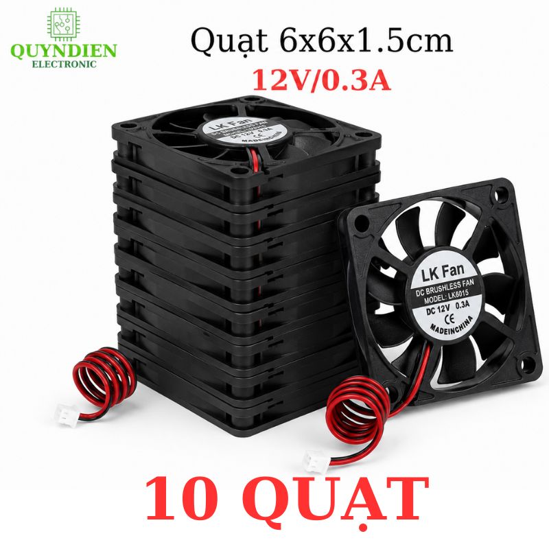 Quạt Tản Nhiệt 6x6x1.5cm 12V/0.3A dùng tản nhiệt cho máy hàn, CNC