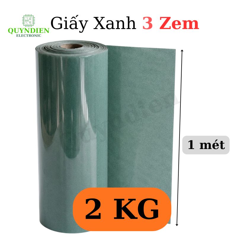 Giấy Xanh Cách Điện 1 Mặt Bóng 1 Mặt Xù Dày 0.3mm