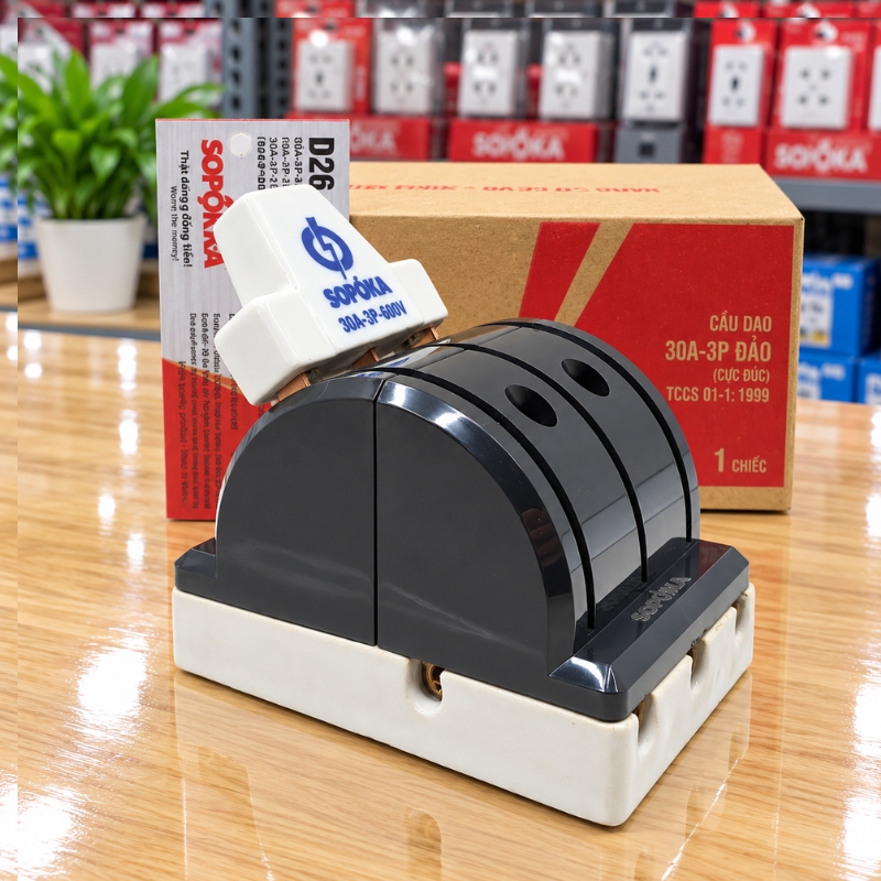 Cầu Dao Đảo 3 Pha 3P 600V Đế Sứ SOPOKA