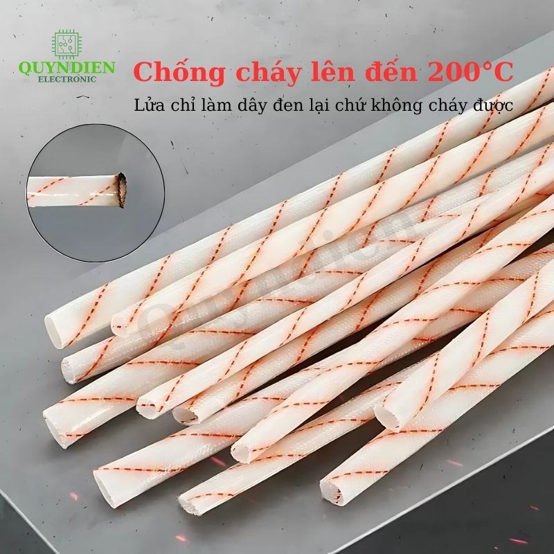 Ống gen sợi thủy tinh chịu nhiệt chống cháy size 3mm - 10 mét