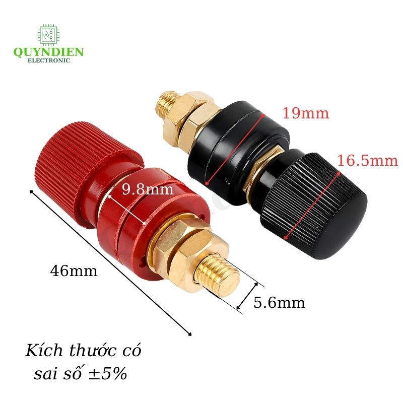 Cặp Jack loa JS333 M6 Cọc Đồng NẮP NHỰA Đỏ Đen trục 6mm
