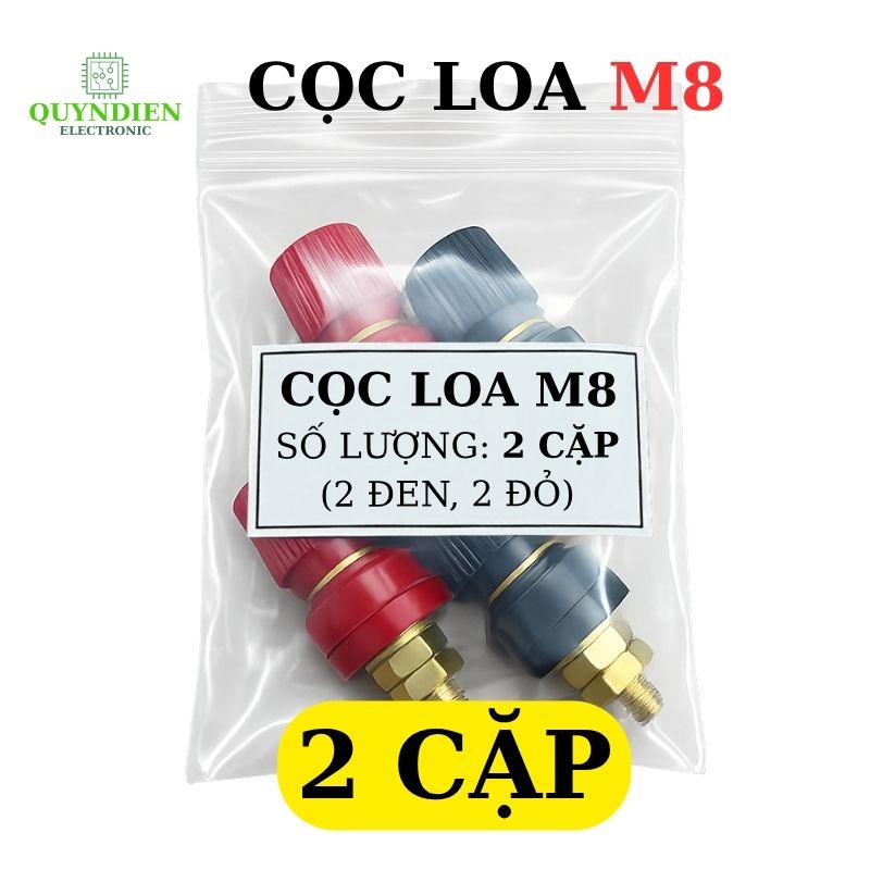 Cặp Jack loa JS555 Cọc Đồng NẮP NHỰA Đỏ Đen trục 8mm