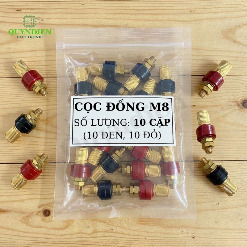 Cọc Đồng M8 Nắp Đồng Đỏ Đen
