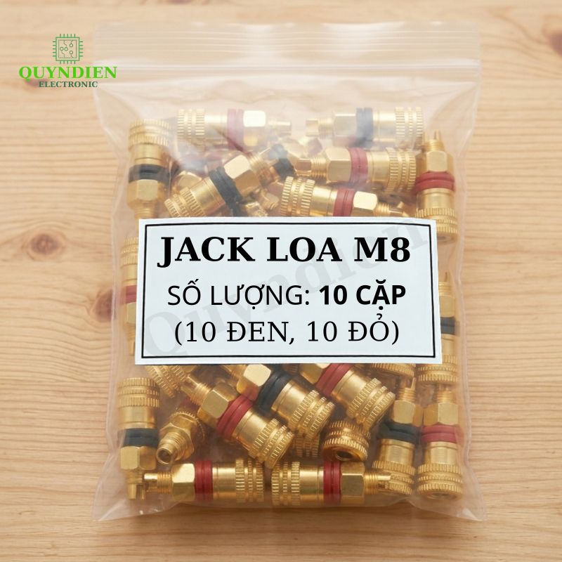 Cọc Đồng M8 Trục 8mm Đỏ Đen