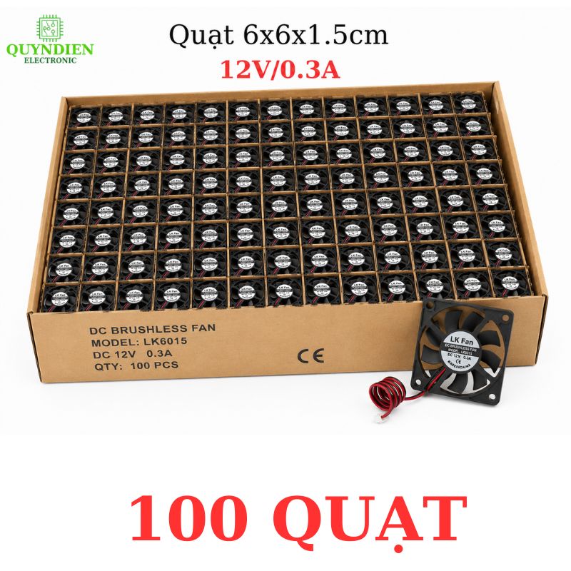 Quạt Tản Nhiệt 6x6x1.5cm 12V/0.3A dùng tản nhiệt cho máy hàn, CNC