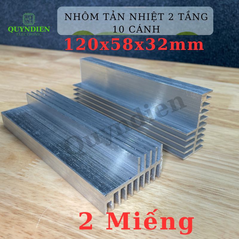 Nhôm Tản Nhiệt 2 Tầng 10 Cánh 120x58x32mm