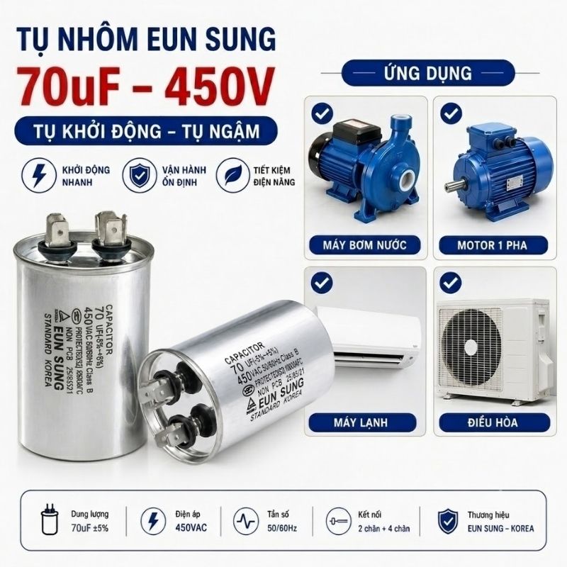 Tụ Nhôm Kapa EUN SUNG 70uF 450V