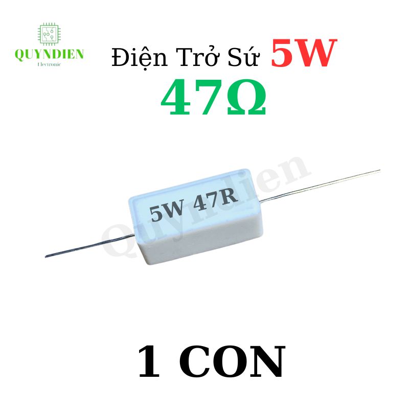 Điện trở sứ 5W chân cắm ±5% dáng Nằm - 47R