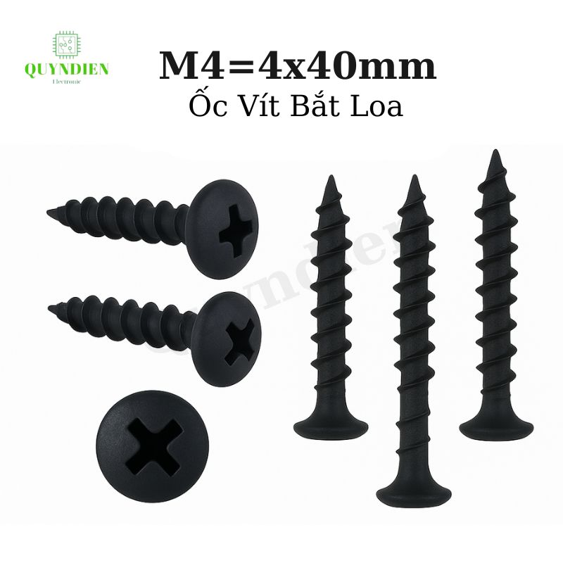 Ốc Vít Nhọn M4x40 Bắt Thùng Loa Ren Thưa Taiwan dài 40mm-Túi 100g