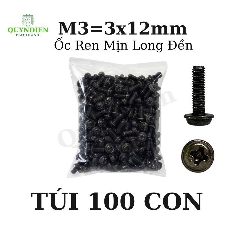 Ốc Vít Ren Mịn Đầu Long Đền M3x12mm