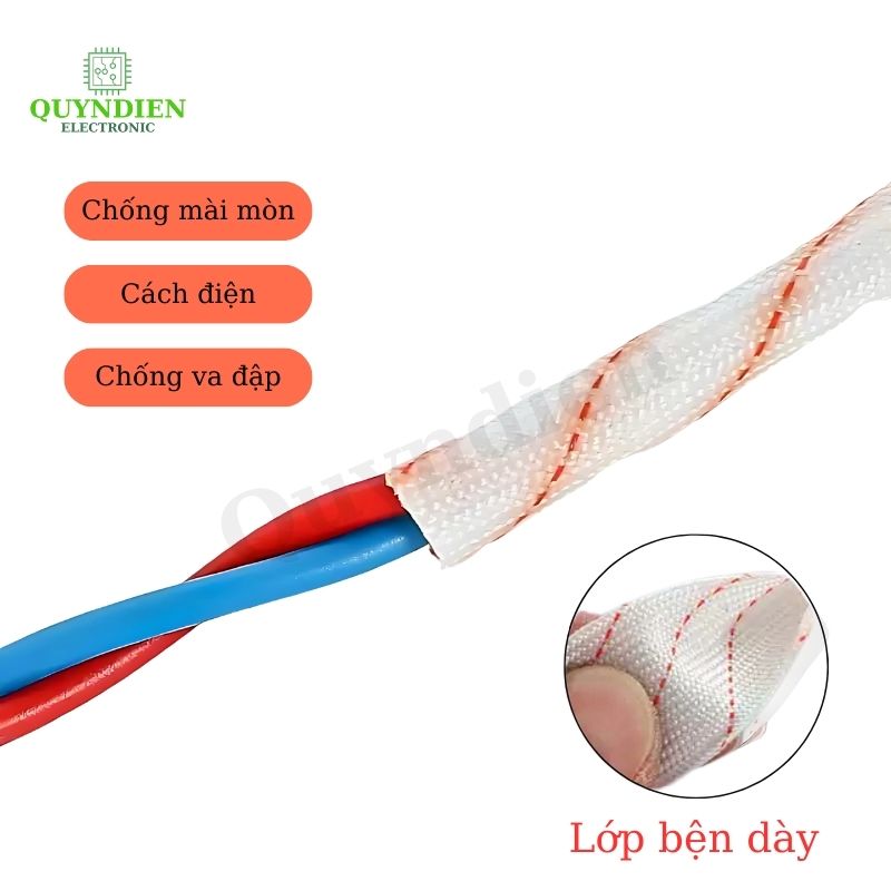 Ống gen sợi thủy tinh chịu nhiệt chống cháy size 4mm - 10 mét