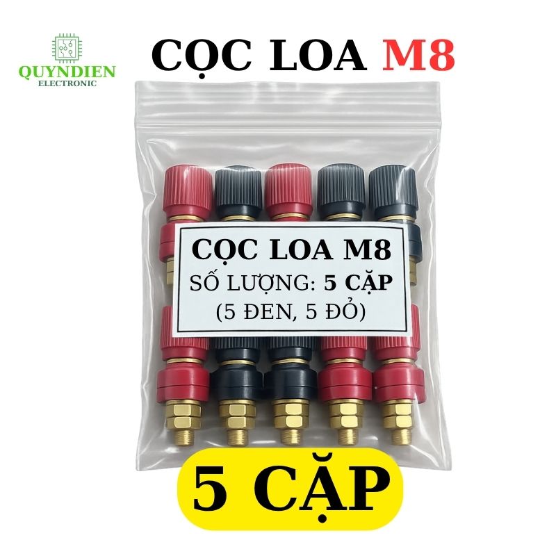 Cặp Jack loa JS555 Cọc Đồng NẮP NHỰA Đỏ Đen trục 8mm