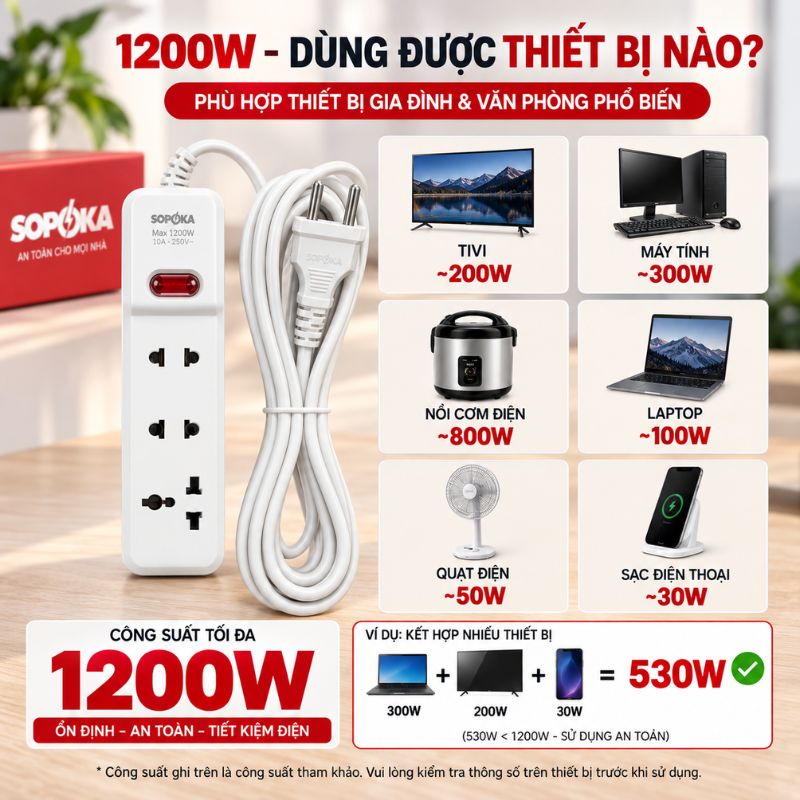 Ổ Cắm Lõi sứ chống cháy 5 Cửa Chéo con tắc 2200W  - VAT - Ổ cắm chéo 5 cửa 2200W 5A2-5