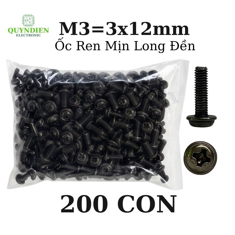 Ốc Vít Ren Mịn Đầu Long Đền M3x12mm