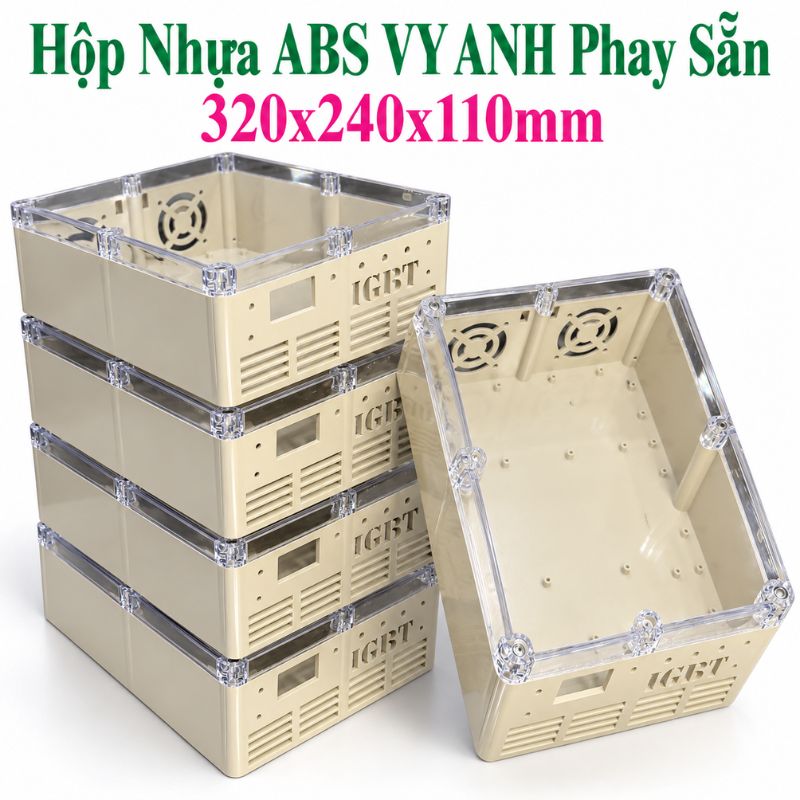 Hộp nhựa Phay sẵn IGBT nắp mica Trong 320x240x110mm