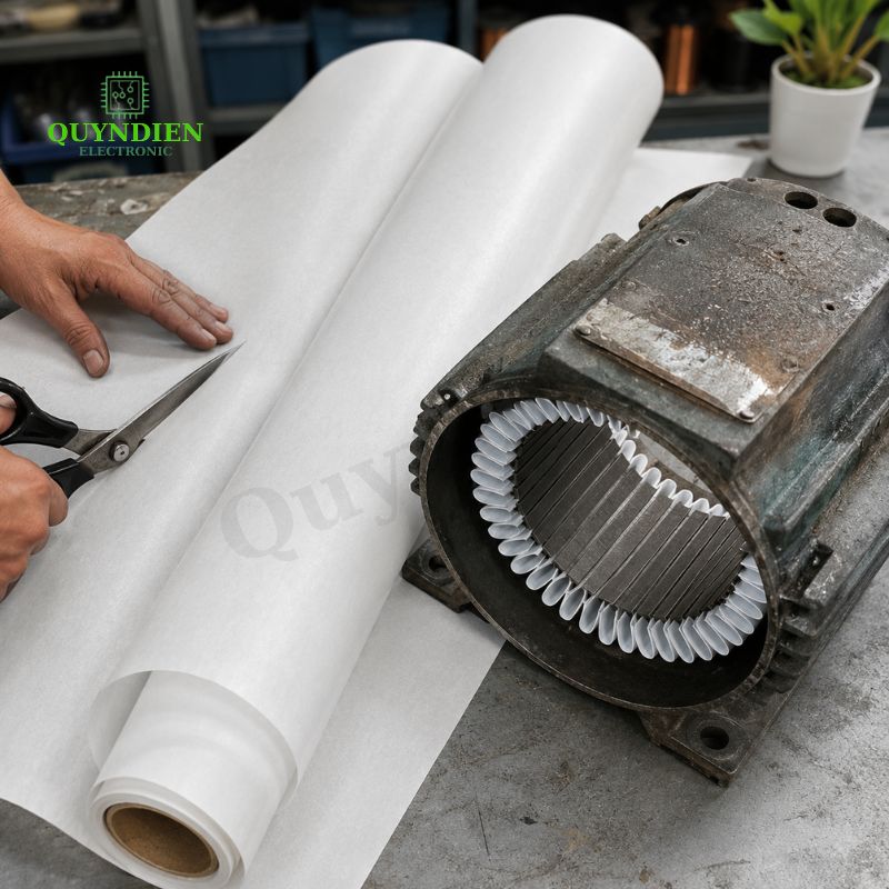 Giấy Phim Cách Điện Trắng 2 Mặt Xù Dày 0.3mm
