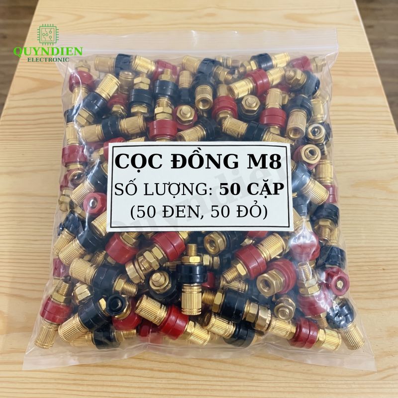 Cọc Đồng M8 NẮP ĐỒNG Đỏ Đen 200A
