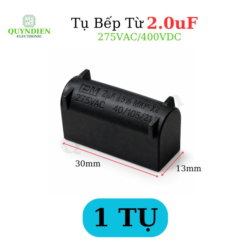 Tụ Bếp Từ 2uF 275VAC/400VDC Màu Đen Đứng