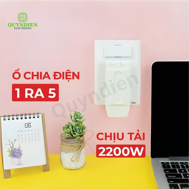 Ổ Cắm Chia Điện Xoay 180 Độ 2200W Q3T Q5T