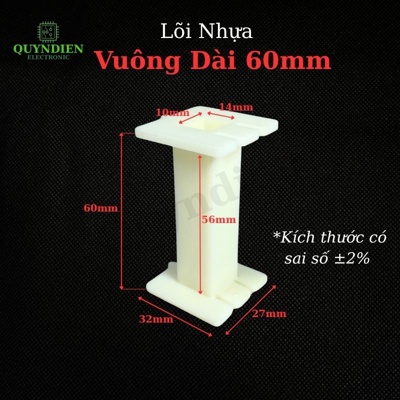 Lõi Nhựa Vuông Dài 60mm Quấn Cuộn Cảm Phân Tần Loa - Màu Trắng Sữa