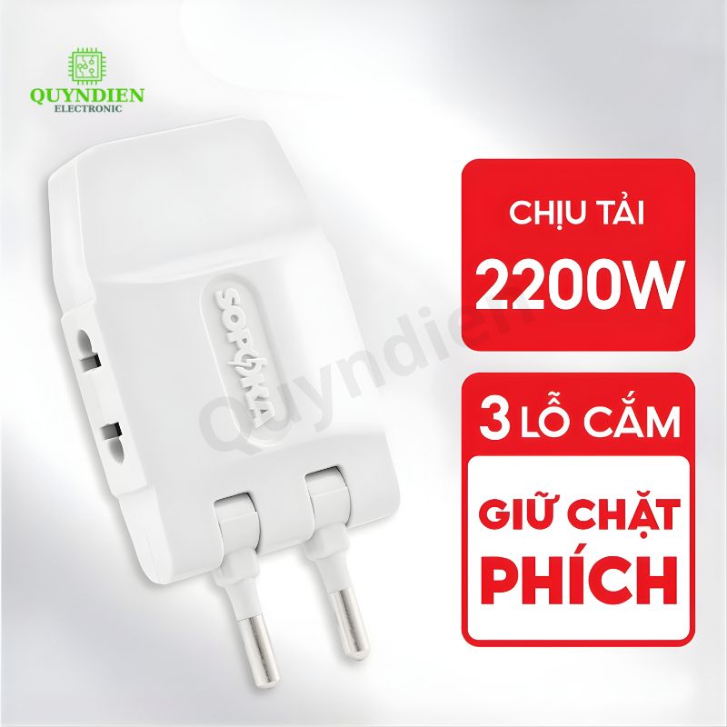 Ổ Cắm Chia Điện Xoay 180 Độ 2200W Q3T Q5T